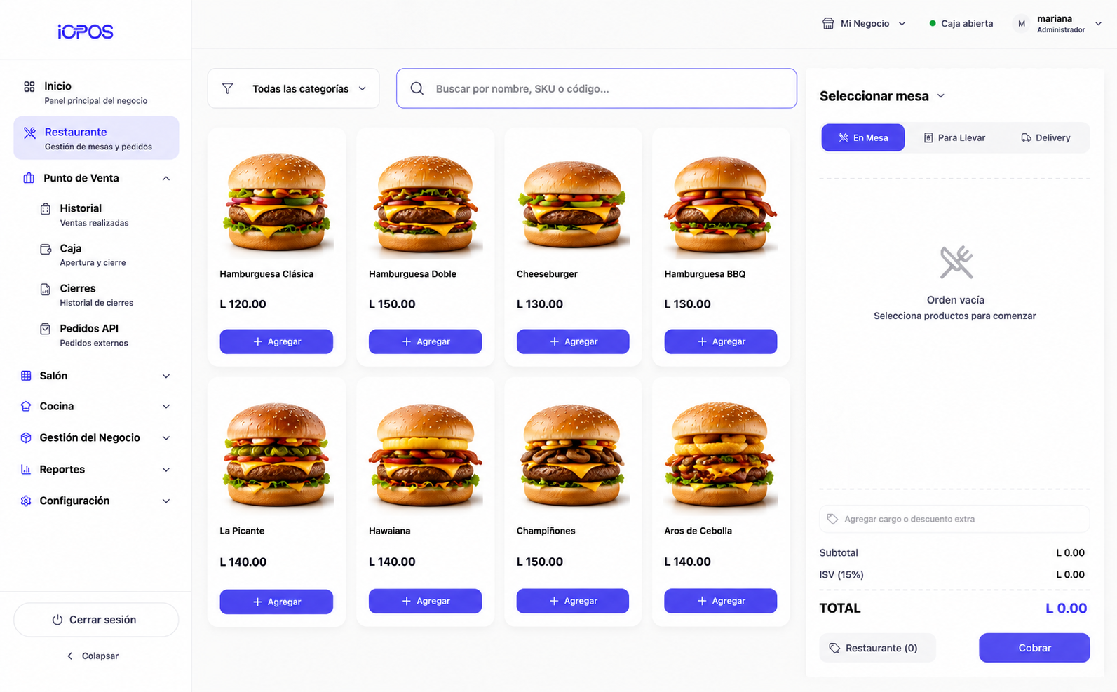 iOPOS para Comida rápida