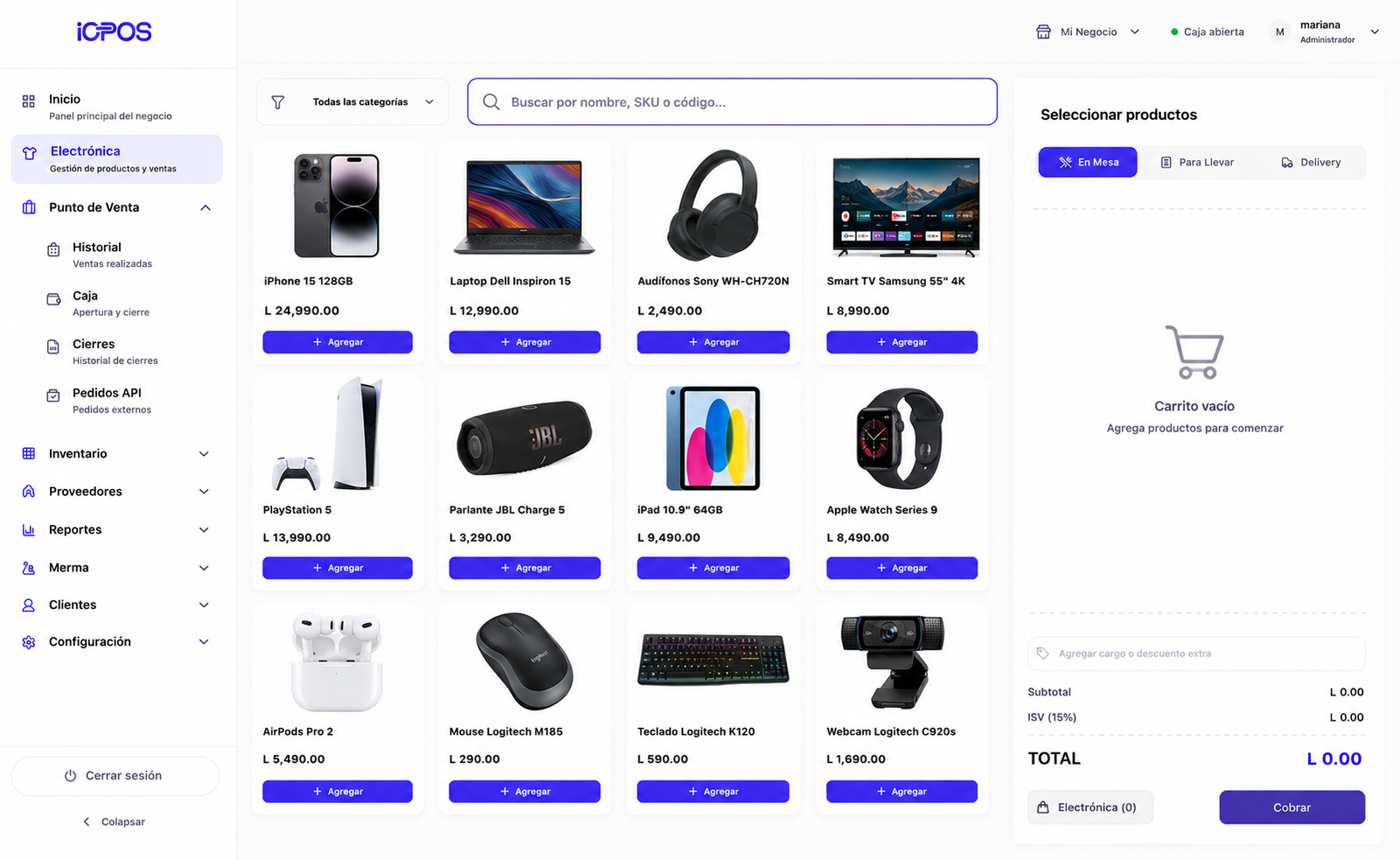 iOPOS para Electrónica